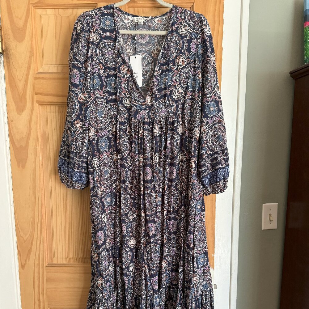 NWT Molly Bracken navy floral flowy peasant dress size S